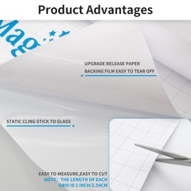 MAGIDEKOR Window Privacy Film with Installation Tools,Frosted Glass Window Film,Heat Blocking Static Clings Reusable Frosting Window Film for Bathroom Home Office,17.5 Inch X 6.5 Feet