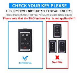 QBUC for Jeep 6 Buttons Key Fob Cover, Key Fob Case with Keychain for Jeep 2022-2024 Cherokee Grand Cherokee Wagoneer Grand Wagoneer Compass Renegade Soft Full Protection Car Accessorie Black