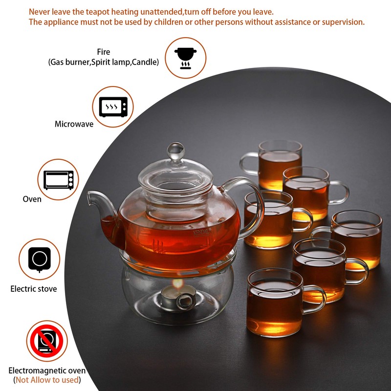 27 oz Glass Filtering Tea Maker Teapot with a Warmer
