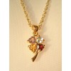 Clover Pendant Necklace for Good Luck with Amethyst, Citrine, Garnet