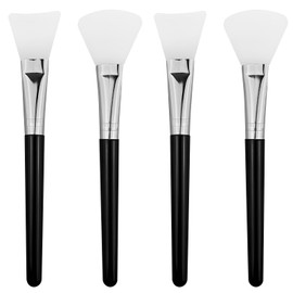 Silicone Face Mask Brush Applicator Set - Black, 4 Pcs with 2 Styles for Facial Mud, Clay Mask, DIY, Modeling Mask, Body Lotion, and BB CC Cream