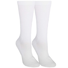 NuVein Compression Socks Mid Calf Crew Length 15-20 Mmhg Graduated Support Cushion Foot, White, X-Large