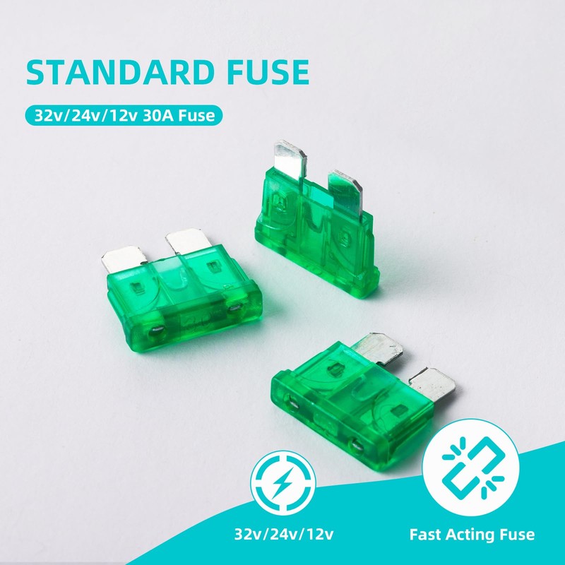 30 Amp Fuses 20Pcs Stanbdard, 30A Car Fuse Blade for