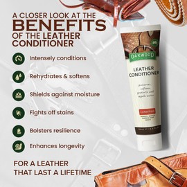 Oakwood Leather Conditioner - Natural Leather Care Dressing for Furniture, Jackets, Sports Gear, Saddles, Tack & Riding Boots - Leather Conditioning Protector & Repair Cream (2 Pack)