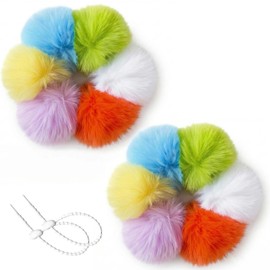 2 Pack Pom Pom Ring Luggage Tag with Silicone Tie - Colorful Fidget Toy & Stress Reliever, Cute Suitcase Identifier for Travel, Backpack, Keychain, Fun to Touch and Play