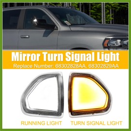 HOPESPANNER LED Side Mirror Turn Signal Indicator Light for Dodge for Ram 1500 2500 3500 4500 5500 2010-2018 Amber White Light White Len 68302828AA 68302829AA 1 Pair Vehicle Components