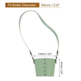 sourcing map Water Bottle Carrier Holder with Strap, 67x66mm PU Leather Tumbler Holder Coffee Cup Holder Water Bottle Sleeve Bag Water Bottle Drinks Bags for Camping Walking Hiking, Green