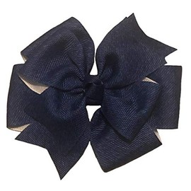 Dark Denim Pinwheel Hair Bow