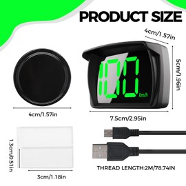 Digital Speedometer Car MPH, HUD Heads Up Display Car GPS Speedometer Real-time with High-definition LED Display, Large Font, USB Plug & Play, Suitable for Cars, Trucks, SUVs, Motorcycles