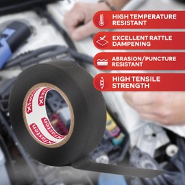 XFasten Wire Harness Tape 3/4 Inch x 50ft Cloth Tape | High Temp Fabric Tape | Cloth Electrical Tape | Felt Tape | Friction Tape | Flat Wire Tape Automotive Wire Loom Tape Screen Wire Tape