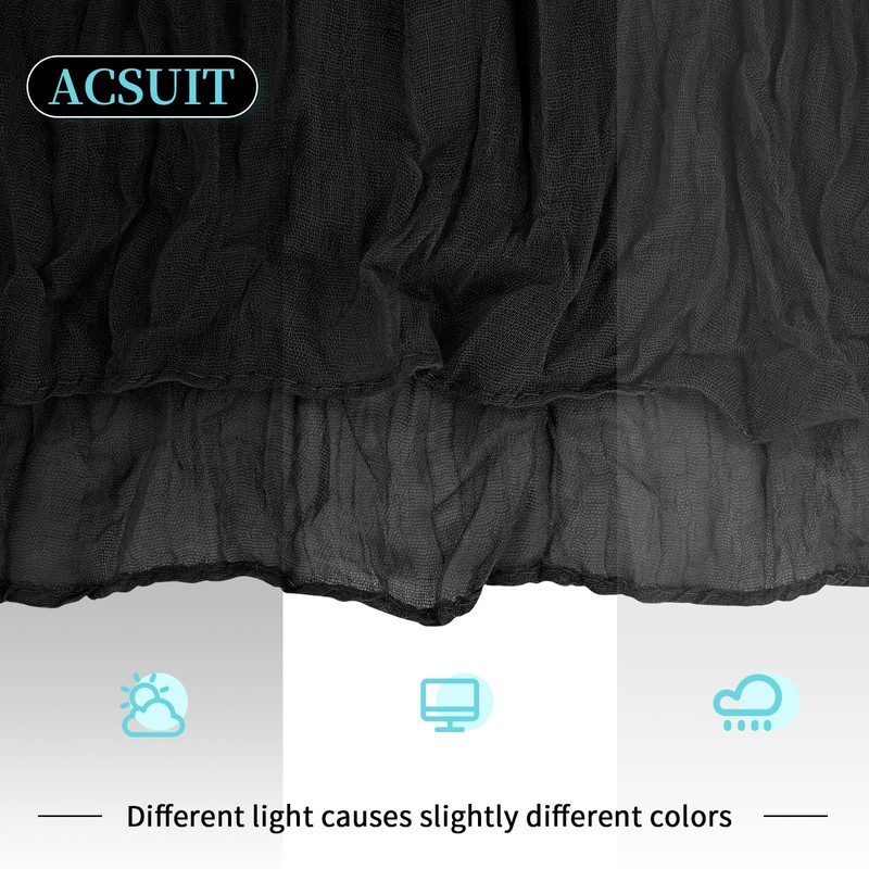 ACSUIT 4 Pack Black Cheesecloth Table Runner 20 x 120