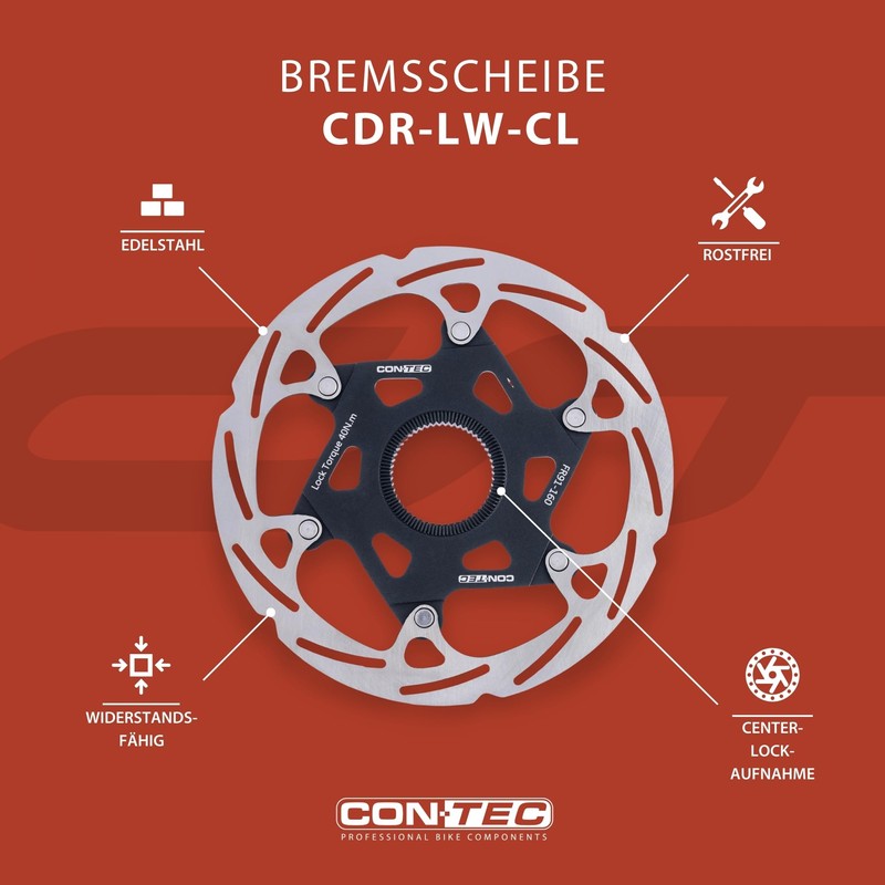 CONTEC Bicycle Brake Disc CDR-LW-CL 160mm 160g Aluminum Spider Center