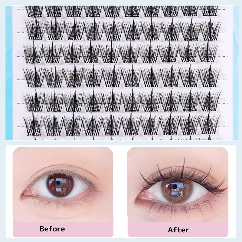 Derpilo Partial False Eyelashes, 100 Bundles, Matsueku, 3D False Eyelashes,