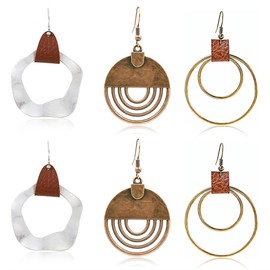 IKOPFLN 3 Pairs Boho Style Long Dangle Earrings Vintage Dangle Earrings Earrings Hanging Earrings Set for Women Girls - Style A, AB