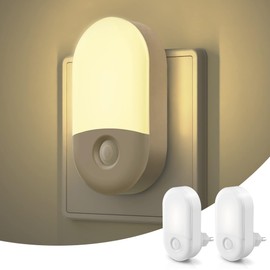 LOHAS-LED Night Light Socket, [Pack of 2] LED Night Light with Twilight Sensor, 3000 K Warm White, Brightness Adjustable, Night Light Socket Children, Night Light for Children's Room, Staircase