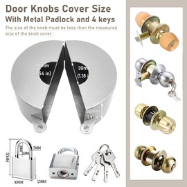 PILISPARK Door Knob Lock Out Device with Padlock, Door Handle Lock - Protects Door Handles from Turning and Entering Keyholes, for Covering Door Handles/Faucets/Valves, Stainless Steel (Silver)