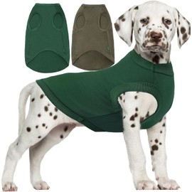 Sychien Dog Blank Cotton Shirts,Plain Dogs Medium Clothes,Army & Deep Green M