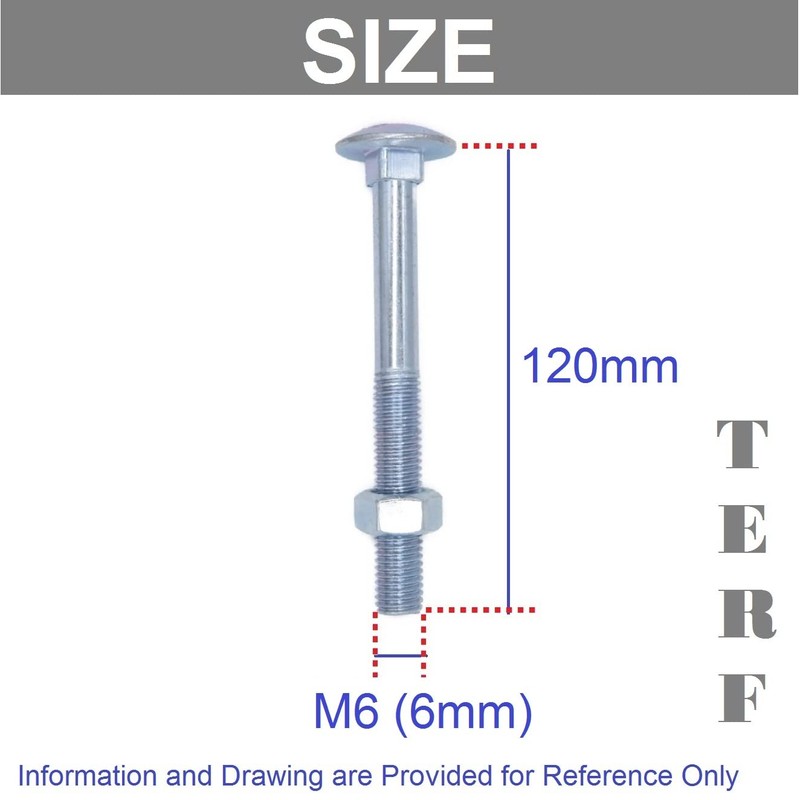 TERF® M6 X 120mm Cup Square Carriage Bolt and Nut