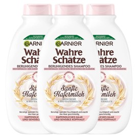 Garnier True Treasures Soothing Shampoo Gentle Oat Milk for Sensitive Hair and Sensitive Scalp, 3 x 250 ml