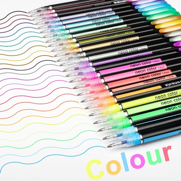 Mutsitaz Mutsitaz 48 Stück Gelschreiber Gelstifte Set Inklusive Glitter Metallisch