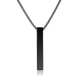 YFmyKoyosa Collar Hombre de Acero Inoxidable con Colgante Rectangular - Joyería Hombre, Regalo para Mujeres y Hombres para Cumpleaños, Día del Padre, Navidad (Negro)