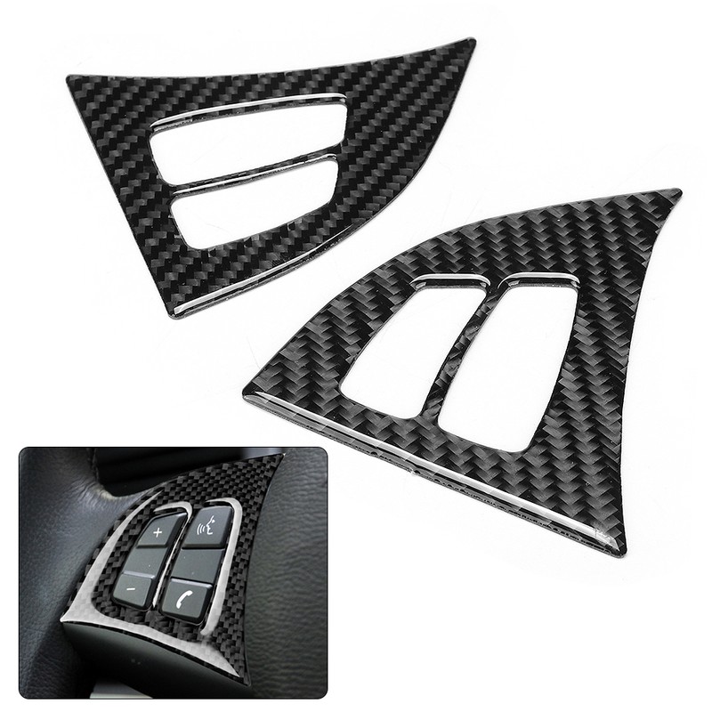 2Pcs/Set Carbon Fiber Steering Wheel Frame Cover Trim Left Hand