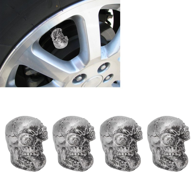 4PCS Tire Valve Cap Set Skull Style Dustproof Universal for