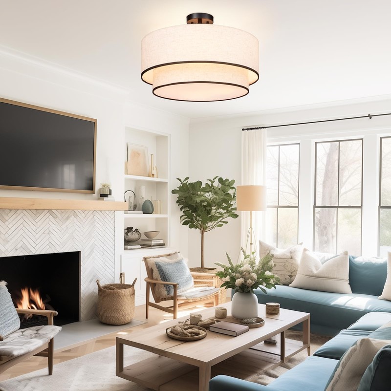 Hamilyeah 20 inch Semi Flush Mount Ceiling Light Fixture with