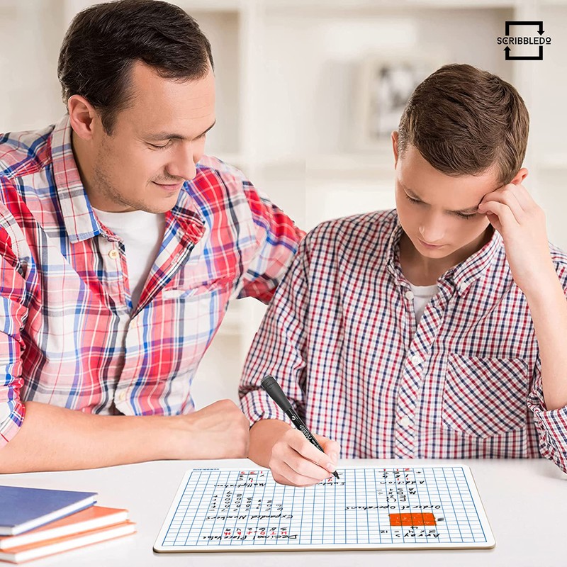 SCRIBBLEDO Dry Erase Grid Whiteboard 9" x 12" Double Sided