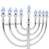 Traditional LED Electric Silver Hanukkah Menorah - Battery or USB