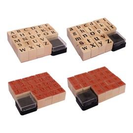 Set of 4 (Total 208 Pcs) Wooden Letter Stamps Set, Wooden Rubber Alphabet Letter Number Stamps, Ultimate Alphabet Stamps Collection, Rubber Stamps for Clay, Craft, Scrapbooking by KUKLIPJIM