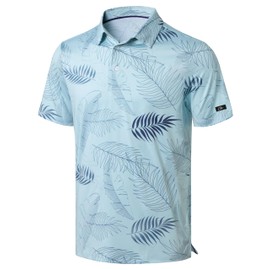 Obla Mens Golf Polo Shirts Short Sleeve Dry Fit Performance Moisture Wicking Casual Print Collared Golf Shirts for Men(Pink Stripe_XL)