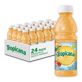 Tropicana 100% Pineapple Peach Mango Juice, 24 Bottles (10oz) - No Added Sugars