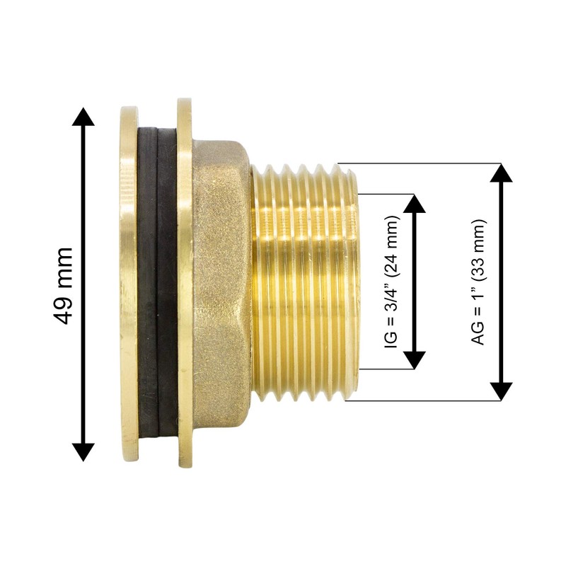 VARIOSAN Rain Butt Connector Set 14573, 1 Inch, Blank Brass