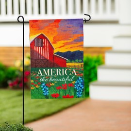 Evergreen Patriotic Garden Flag 12x18 Double Sided, Patriotic House Flags For Outside, Small American Flag for Yard Porch Garden (Beautiful America)