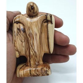 Zuluf Olive Wood Faceless Angel (3.8") - Mini Praying Angel Statue | Olive Wood Figurine from Bethlehem, The Holy Land | Unique Religious Decor | Ideal Faith Gift | ANG002