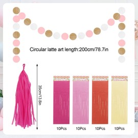 41-Piece Tassel Garland Beige Orange Light Pink and Red Fringe Garland for Garlands Birthday Decoration Festival Decoration Wedding Birthday Decoration Women Garden Party Ugendweihe for DIY