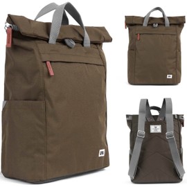 ORI LONDON Rolltop Backpack for Men & Women with Magnetic Closure - Large Nylon Travel Backpack with Multiple Pockets for Laptop, Phone, Keys, Bottles - The Finchley, Moss, 17.7x12.6x5.7”