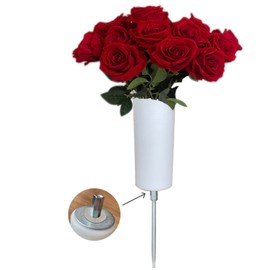 Big Memorial Cemetery Vase Flower Holder Metal Stake,Big Size Flower Bouquet Holder for Long Stem Roses,Tulips in Garden,Yard,18 Inches