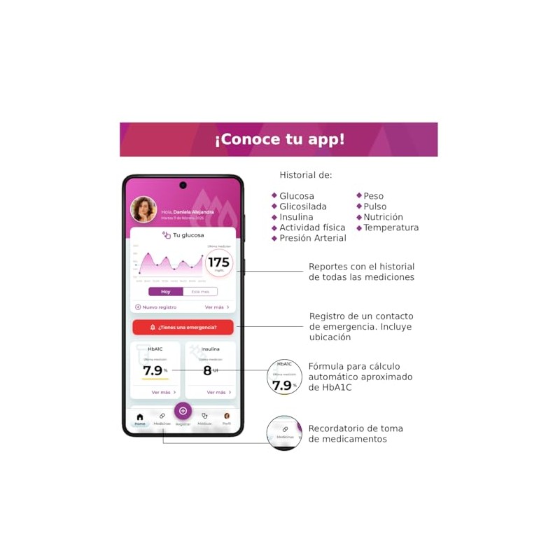 Glucómetro Kit Diaman Smart +50 Tiras Reactivas + 10 lancetas