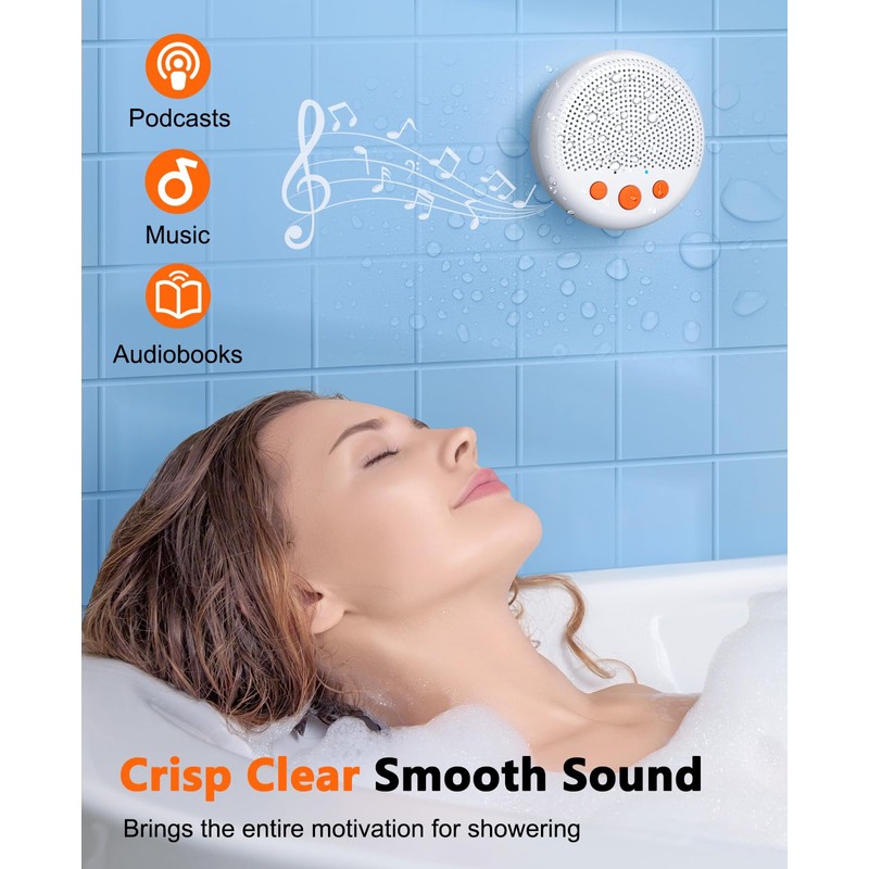 Kunodi Shower Speaker, Bluetooth Waterproof Speaker Wireless, Portable Speaker with