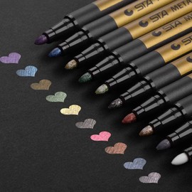 Marcador Metálico 10 Piezas, Plumones Metalicos, Rotuladores de Pintura Acrilica. Rotuladores de Pintura de Alta Calidad, Bolígrafo De Metal, Punta Mediana 2.0mm, Colores Surtidos