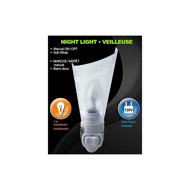 Atron EnergySaving Bright Incandescent 4Watt Night Light with On/Off Switch