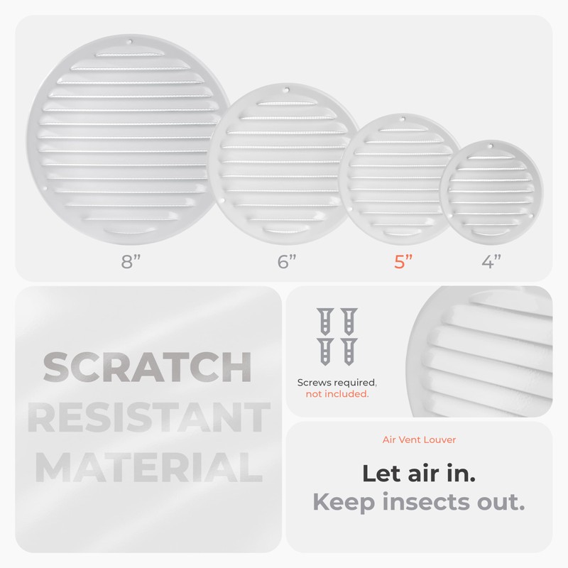 HVAC OV 5 Inch White Round Metal Vent Cover -