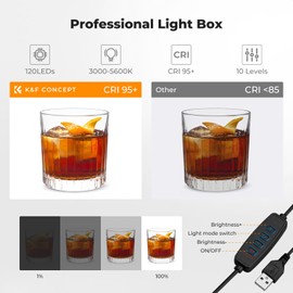 K&F CONCEPT Photo Studio Light Box - 12"x12" Shooting Tent, Light Box Photography with 120 LED Lights & 6 PVC Backdrops for Jewelry, Watch, Cosmetics & Small Product Photography