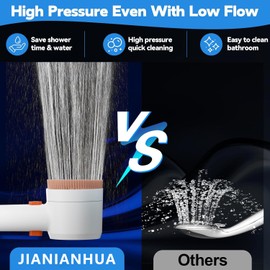JIANIANHUA Filtered Shower Head with Handheld, High Pressure 4 Spray Mode Shower Heads with Pause Switch/Hose/Bracket and Cotton Filter, Water Saving Soft Spa ShowerHead Filtered for Hard Water, White