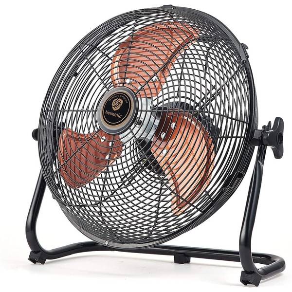 Netmetic Cordless Rechargeable Operated Floor Fan,12" Black Metal Blade Outdoor Camping Fan Can Running Time 4 to 24.The Outdoor Fan With USB Output Function be used at Home, Camping,Barbecue