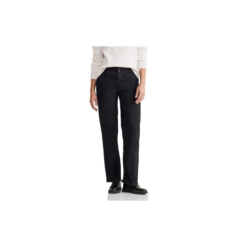Street One Women's Jeans with Straight Legs, Black soft washed.