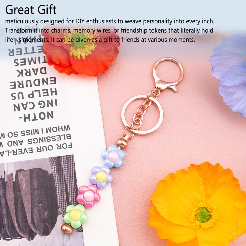 SUDIKUB Beadable Keychains Bulk 8pcs Blank Keychain Making Kit Keychains