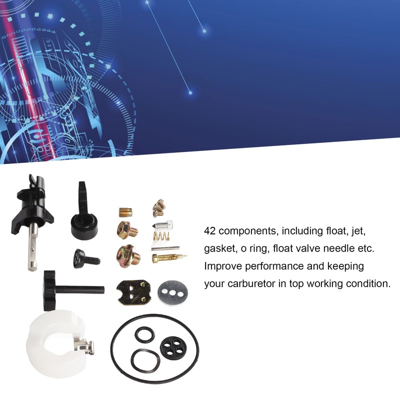 42 Pieces Carburetor Repair Kit with Float Jet Gasket O